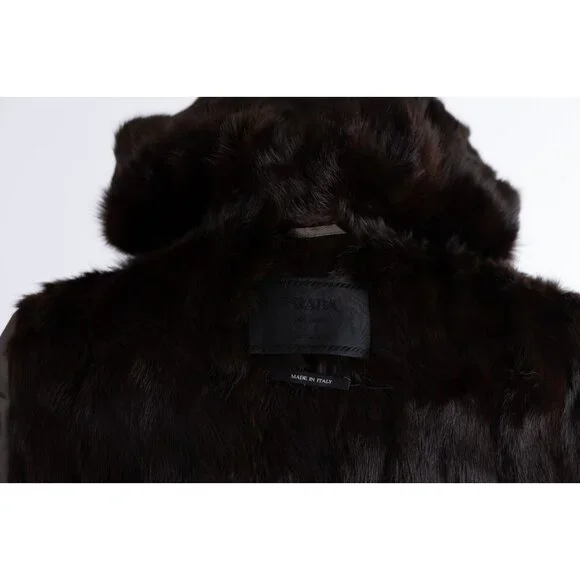 $5,900 Prada Fur Lined Coat SZ 44 Large Brown/Purple MINT
